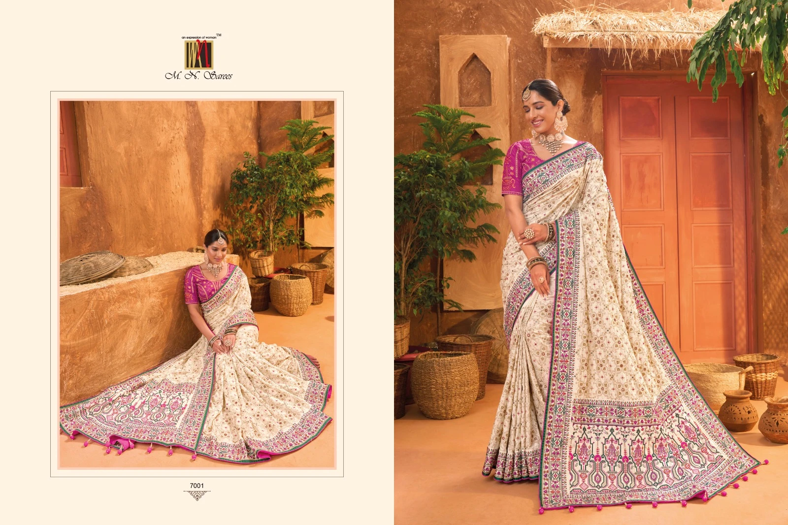 M.N 7000 Series Banarasi Silk Wholesale Designer Sarees Catalog — Wholesale Sarees, MPA wholesale from Surat — view 7